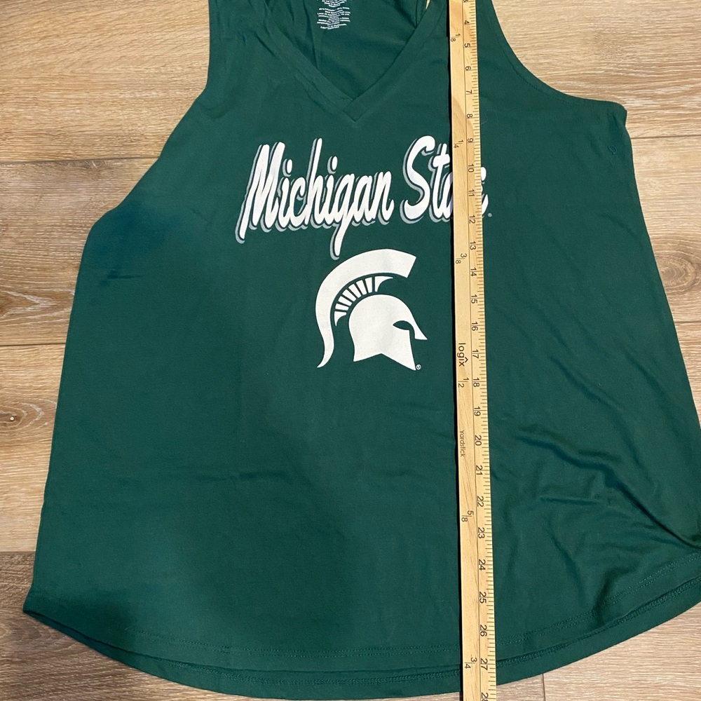 NCAA Women’s Tank Top Shirt Sleeveless Michigan State College Football Green XL - Picture 4 of 5